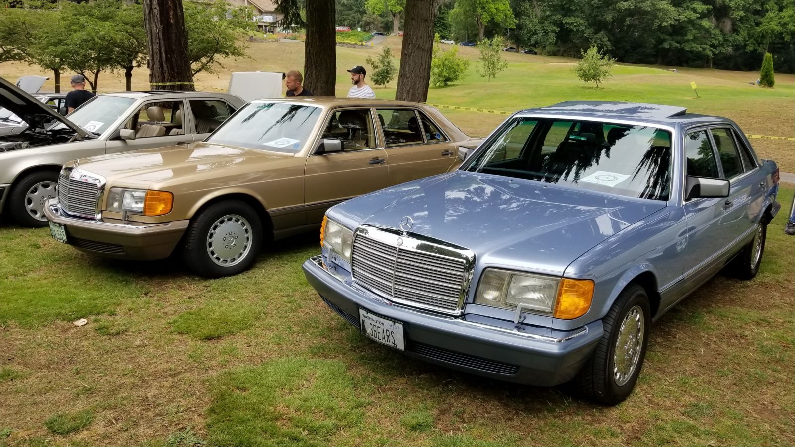 The 560 SEL at left was a 40K mile survivor in amazing condition. The blue car was also quite nice.