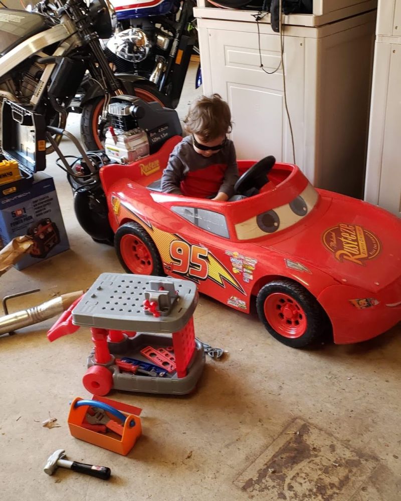He never drives this. He just works on it and sometimes opens the hood and says, “Wow! Look at that giant ENGINE!”