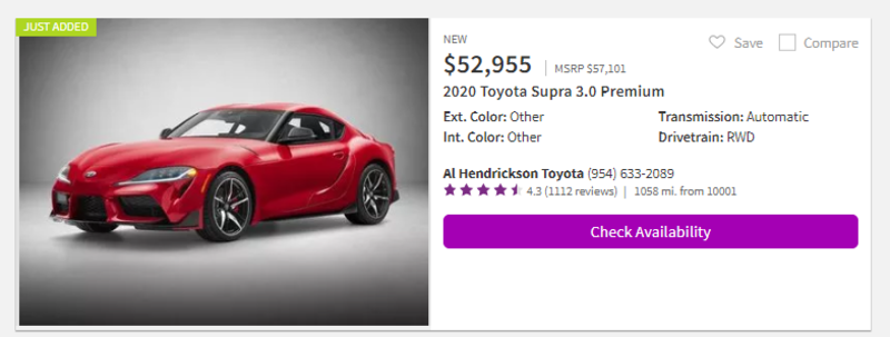 Illustration for article titled The Supra went on sale officially this week. Lets see who has the lowest price