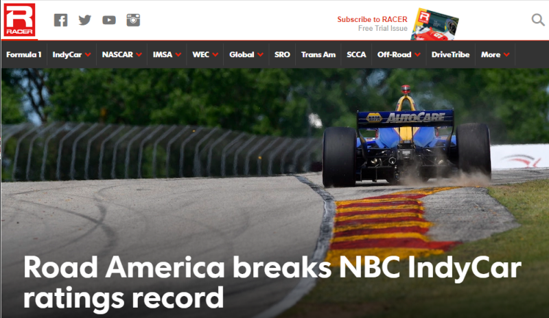 Illustration for article titled Indycar Road America sets NBC ratings record.