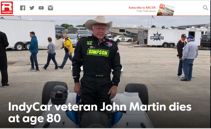 Illustration for article titled Indycar veteran John Martin passes