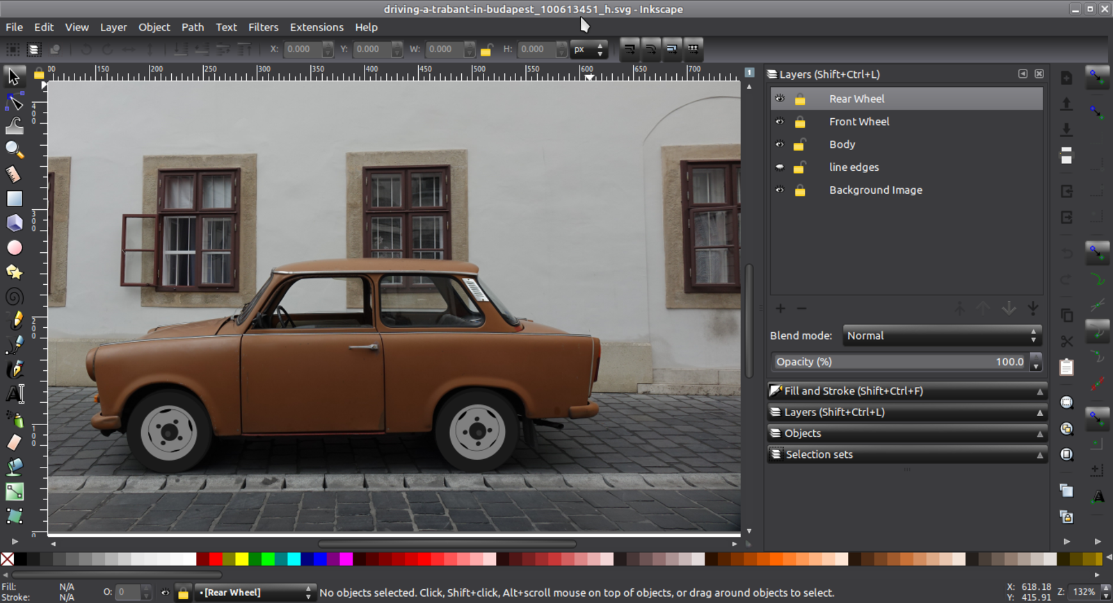 My reference image with the wheels I created in overlay...