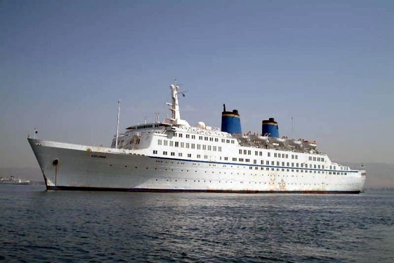 Explorer in Eleusis Bay, Greece shortly before setting out on final voyage to the scrapyard in Alang, India, 2004