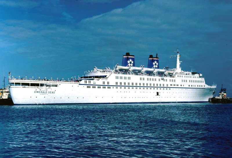 Emerald Seas in later Admiral Cruises livery, after Eastern Steamship Lines consolidated with Western Cruise Lines and Sundance Cruises, ca. 1986-1992 