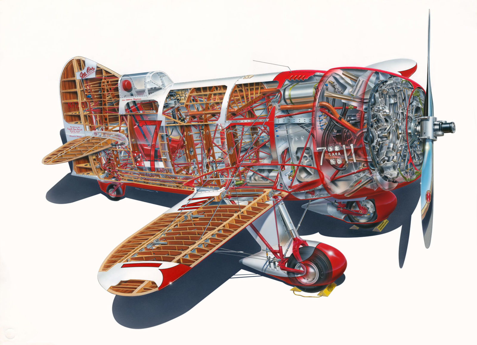 A cutaway of the Gee Bee Model R. (Author unknown)