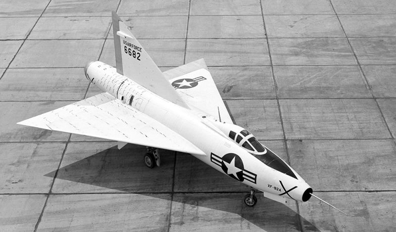 The Convair XF-92A sits at the Dryden Flight Research Center in Edwards, California. (NASA)