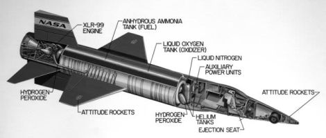 A rocket motor with wings and a cockpit. (NASA)