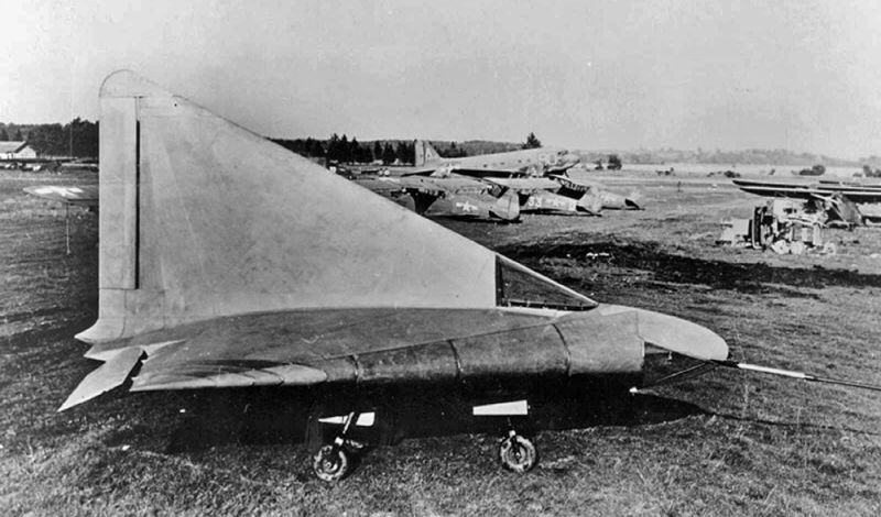 The captured Lippisch DM-1 at Munich Prien airport in southern Bavaria after the war. (Author unknown)