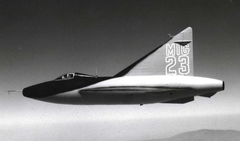 Painted as a fictitious MiG-23 adversary, the XF-92A played a role in the 1957 movie Jet Pilot starring John Wayne. (US Air Force)