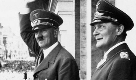 Hermann Göring, right, with Adolf Hitler in 1938. (Author unknown)