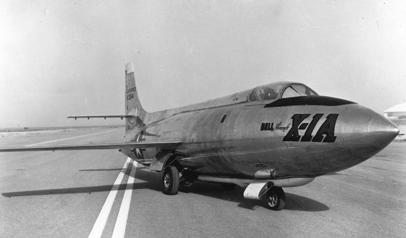 The Bell X-1A, in which Yeager reached Mach 2.44 (1620 mph) in level flight at a record 74,700 feet on December 12, 1953. Yeager then lost control of the rocket plane and it spun violently and plummeted 50,000 feet, causing him to break the canopy with his helmet. Yeager was able to regain control and land safely. (US Air Force)