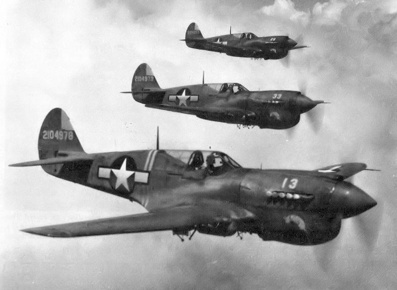 A formation of P-40N Warhawks from the  24th Fighter Squadron operating from Madden Field, Panama in 1944. (US Air Force)