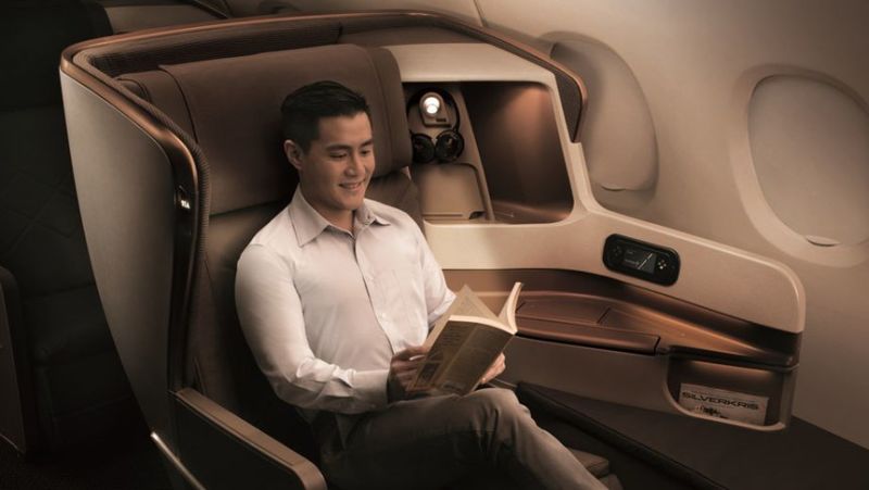 The business class seat you get for $4,856. The seat folds flat into a bed. For a complete review of the Singapore A350 business class seat, see Australian Business Traveler.