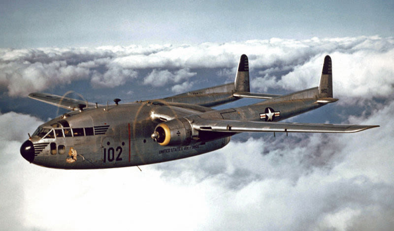 A US Air Force Fairchild C-119B Flying Boxcar of the 314th Troop Carrier Group in 1952. (US Air Force)