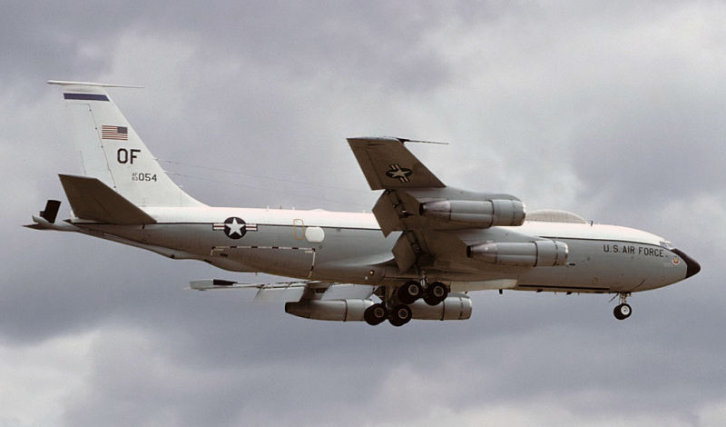 A Boeing EC-135C Looking Glass aircraft recovers to RAF Mildenhall in 1997 (Mike Freer)