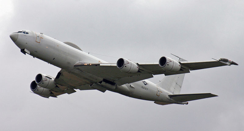 A US Navy Boeing E-6B Mercury, which superseded the EC-135, painted in anti-flash white (Alan Wilson)