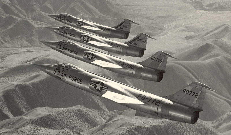A formation of F-104A Starfighters, the last A models to be built  (US Air Force)