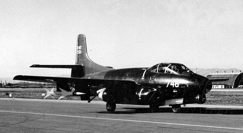 A Douglas F3D-1M Skyknight, armed with an AAM-N-2 Sparrow missile, taxis at Naval Air Missile Test Center (NAMTC) Point Mugu, California on March 12, 1952. (US Navy)