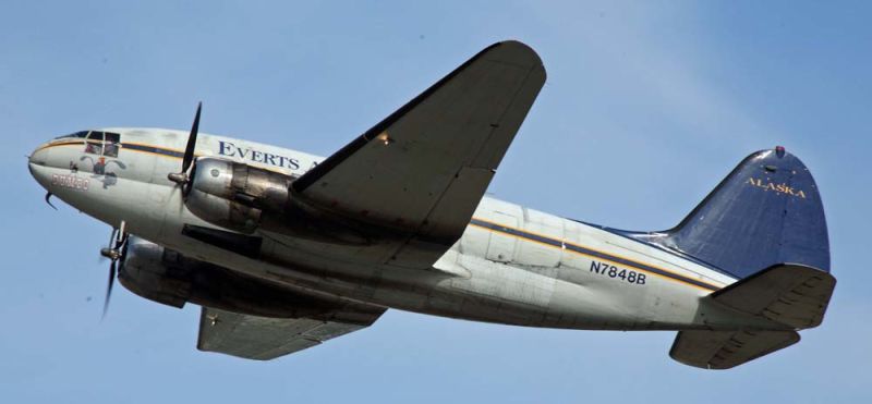 Manufactured in 1942, this C-46 still flies today for Everts Air Cargo (Frank Kovalchek)