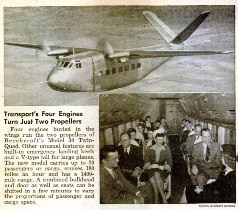 Illustration for article titled The Beech Twin Quad: Four Engines, Two Propellers, Zero Buyers