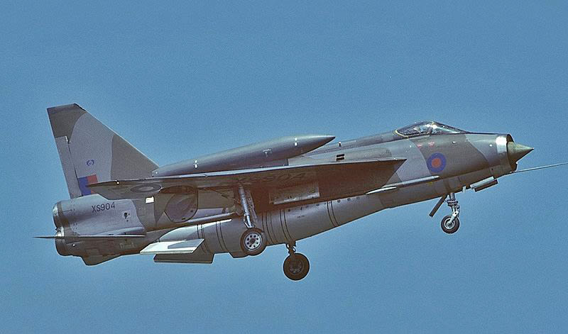 The Lightning F6. Note the large ventral stores tank, as well as the external fuel tank fitted above the wing. (Mike Freer)