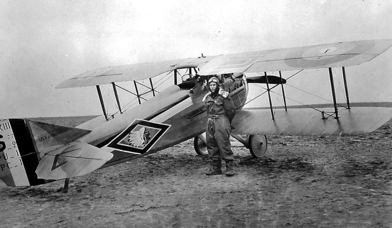 Captain Robert Soubiran stands next to his SPAD S.XIII in 1918. Soubiran was a member of the 103rd Aero Squadron, formed from the disbanded Lafayette Escadrille and Lafayette Flying Corps. (US Air Force)