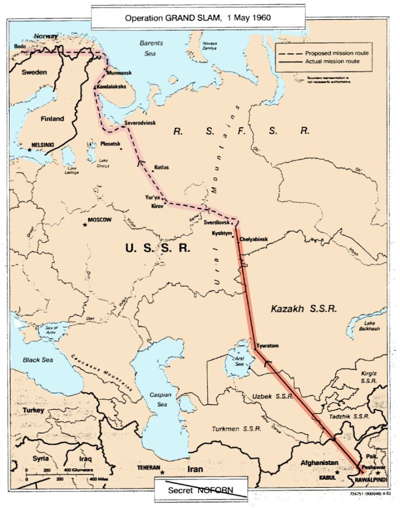 Power’s’ planned flight path over the Soviet Union (CIA)