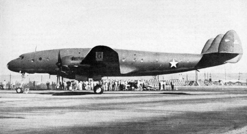 The Lockheed L-049 Constellation prototype in 1943. This aircraft was later transferred to the US Army Air Forces as the C-69. (US Navy)