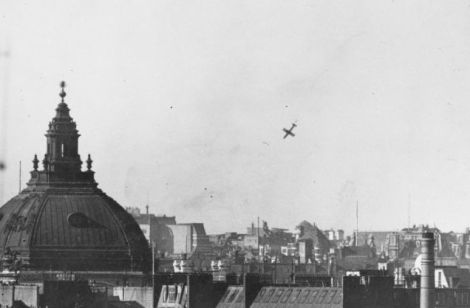 A V-1 falls on London on June 15, 1944. (US Air Force)