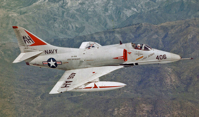 A-4E Skyhawk Lady Jessie flown by “Ghost Riders” of Attack Squadron 164 (US Navy)