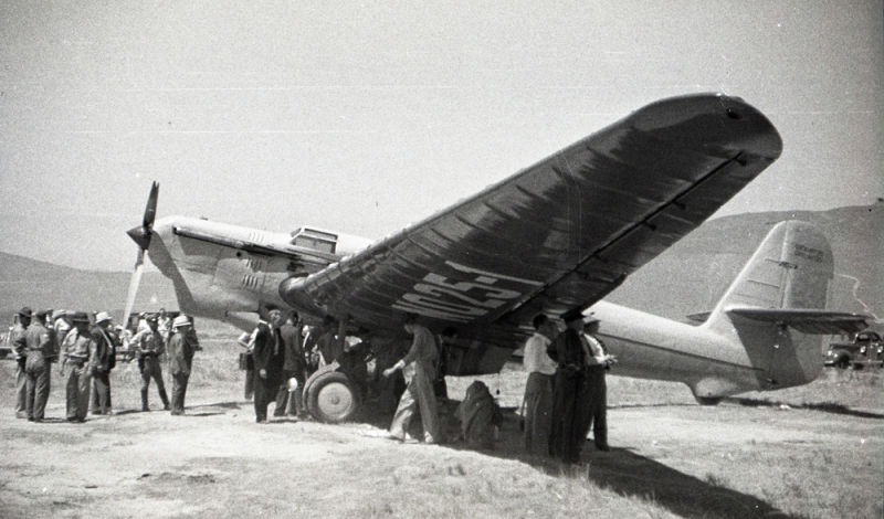 The ANT-25 on the ground near San Jacinto, California following a transpolar flight from Moscow (National Air and Space Museum)