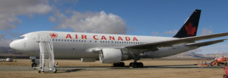 The Gimli Glider parked at Mojave Airport &amp; Spaceport in February 2008 sporting its final Air Canada livery. (Akradecki)