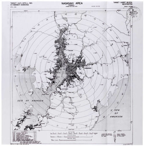The USAAF targeting map for Nagasaki. (National Archives)