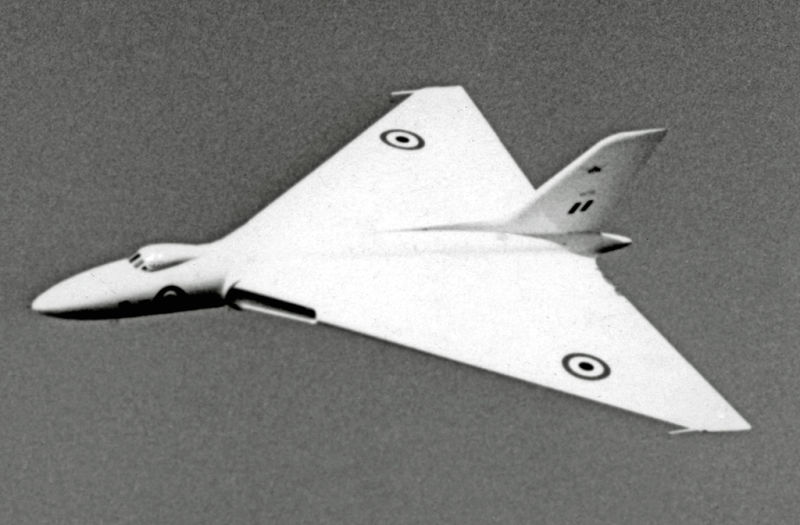 The prototype VX770 flies at the Farnborough Air Show in 1954 with upgraded Sapphire engines. Note the original pure delta wing. Production aircraft received the refined, curved Version 2C wing. (RuthAS)