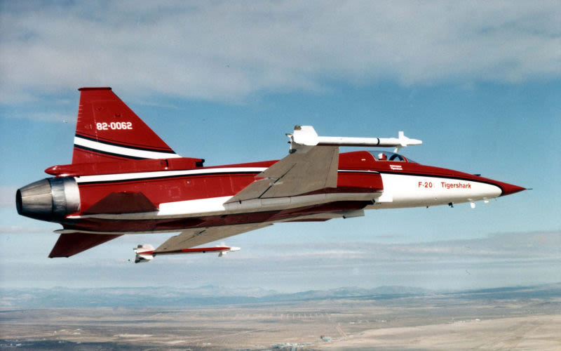 The first of three Northrop F-20 Tirgersharks, adorned with Northrop livery (US Air Force)