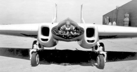 The pilot’s position inside the XP-79B. While not the most comfortable way to fly, it does allow the body to withstand significantly higher G forces than a traditional seated position. (US Air Force)