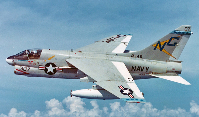 A US Navy A-7E Corsair II from Attack Squadron 146 (VA-146) “Blue Diamonds” in 1974. (US Navy)