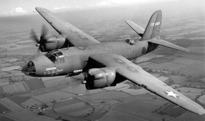 Martin B-26B Marauder A Kay Pro’s Dream in flight during WWII (US Air Force)