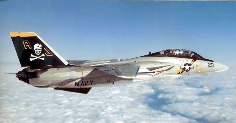 A Grumman F-14A Tomcat of fighter squadron VF-84 Jolly Rogers, assigned to Carrier Air Wing Eight (US Navy)