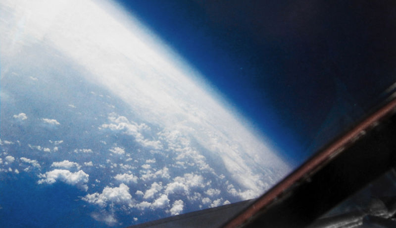 The curve of the Earth is visible in this photo taken by pilot Brain Shul from the cockpit of an SR-71 flying at 80,000 feet (US Air Force)