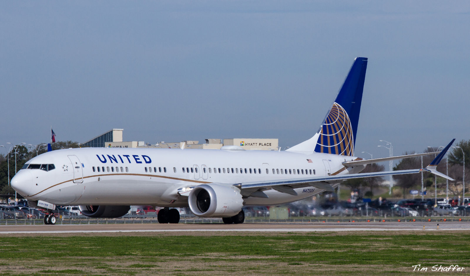 United Airlines Boeing 737 MAX 9 at Austin Bergstrom International Airport in February 2019 (Tim Shaffer)