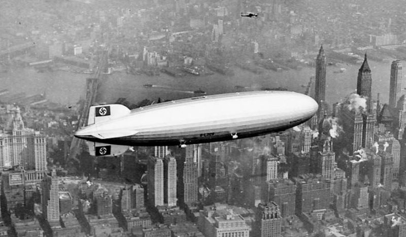 Hindenburg flies over New York City in 1937 (AP)