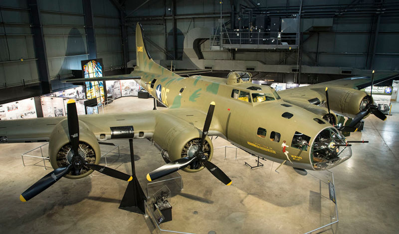 The restored Boeing B-17F Flying Fortress Memphis Belle on display in the WWII Gallery at the National Museum of the United States Air Force in Dayton, Ohio. (US Air Force)