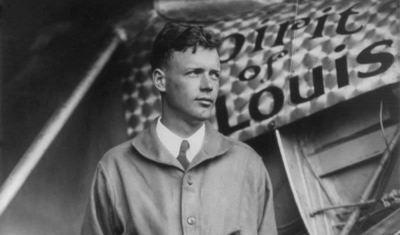 Lindbergh, with the Spirit of St. Louis, shortly before his historic transatlantic flight (US Library of Congress)
