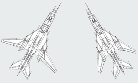 An illustration of the wings fully extended and fully retracted on the Sukhoi Su-17