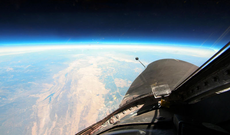 The U-2 flies at the edge of space, where the curve of the Earth is visible