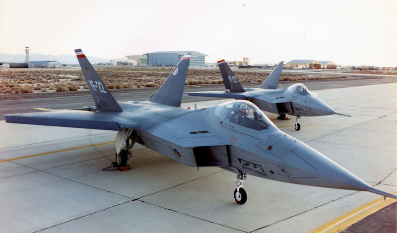 The two YF-22 prototypes