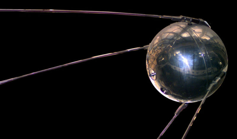 A replica of Sputnik 1 on display at the National Air and Space Museum in Washington, DC