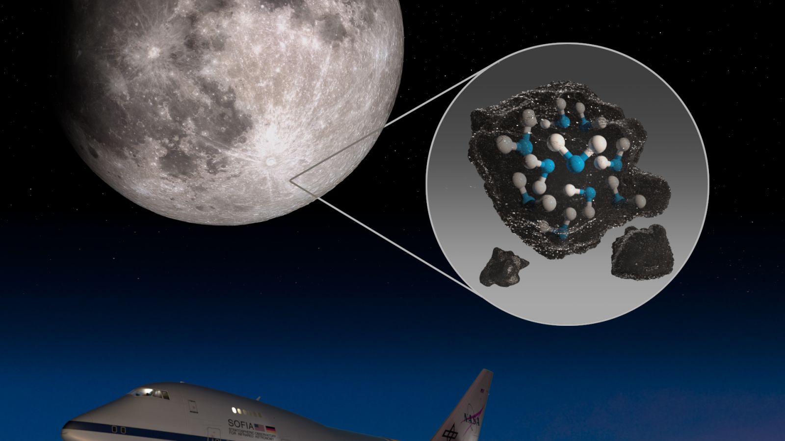 Illustration for article titled NASAs high-flying SOFIA telescope confirms water on bright side of the Moon