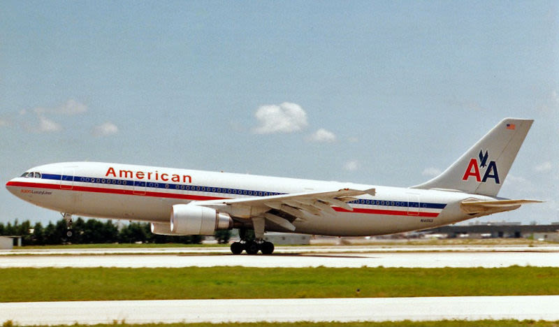 American Airlines Airbus A300 N14053 photographed departing from Miami in 1989 